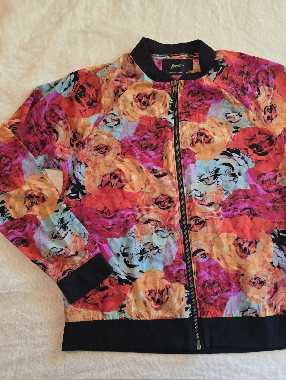 Nasty Gal Floral Print Lightweight Bomber Jacket - Multi